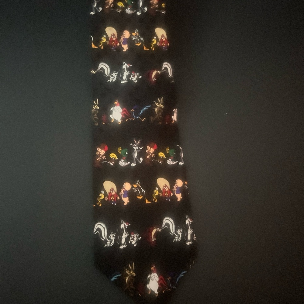 Mens necktie Playful Cartoon Character Black Tie